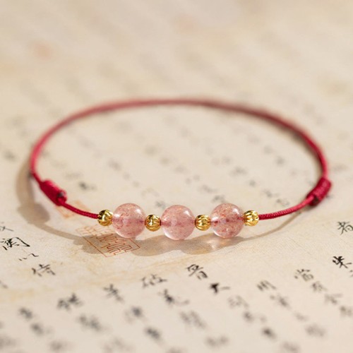 Strawberry Crystal Beads Luck Red String Anklet Strawberry Crystal Beads Luck Red String Anklet