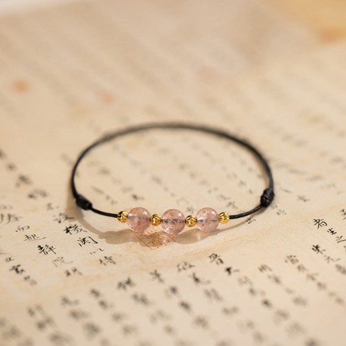 Strawberry Crystal Beads Luck Red String Anklet Strawberry Crystal Beads Luck Red String Anklet