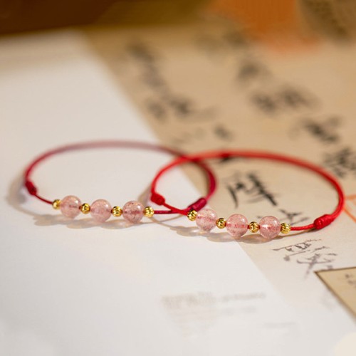 Strawberry Crystal Beads Luck Red String Anklet Strawberry Crystal Beads Luck Red String Anklet