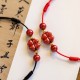 Four Leaf Clover Cinnabar Blessing Calm Bracelet Anklet Four Leaf Clover Cinnabar Blessing Calm Bracelet Anklet