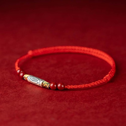 925 Sterling Silver Koi Fish Cinnabar Wealth Bracelet Anklet 925 Sterling Silver Koi Fish Cinnabar Wealth Bracelet Anklet