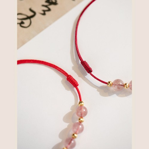 Strawberry Crystal Beads Luck Red String Anklet Strawberry Crystal Beads Luck Red String Anklet