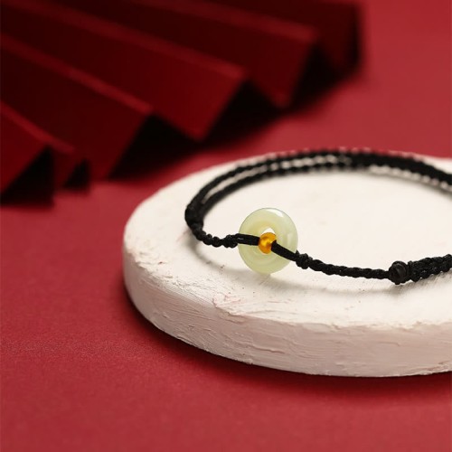 999 Gold Bead Peace Buckle Hetian Jade Bracelet Anklet 999 Gold Bead Peace Buckle Hetian Jade Bracelet Anklet