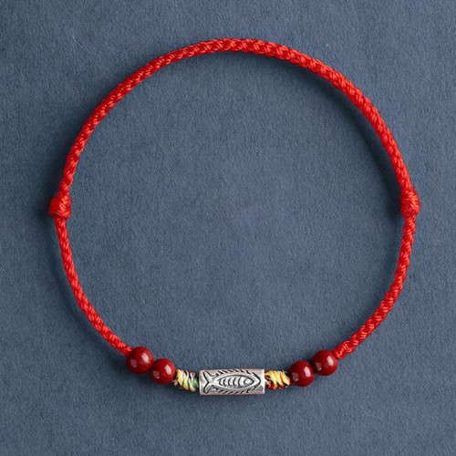 925 Sterling Silver Koi Fish Cinnabar Wealth Bracelet Anklet 925 Sterling Silver Koi Fish Cinnabar Wealth Bracelet Anklet