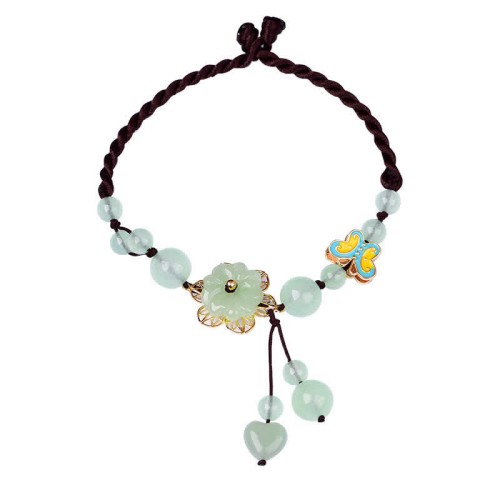 Flower Jade Butterfly Luck Abundance Anklet Flower Jade Butterfly Luck Abundance Anklet