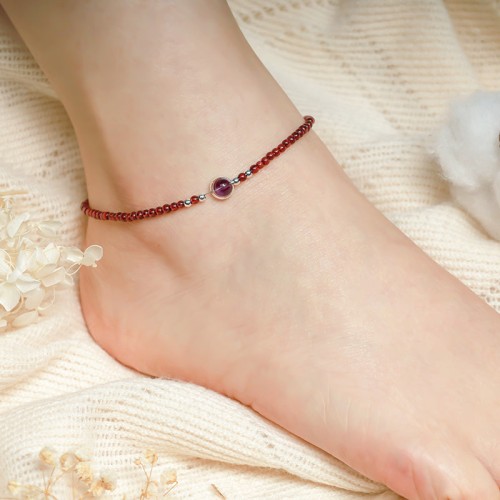 Garnet Amethyst Purification Calm Anklet Garnet Amethyst Purification Calm Anklet