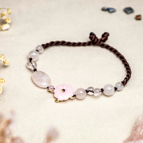 Flower of Love Pink Crystal Soothing Anklet