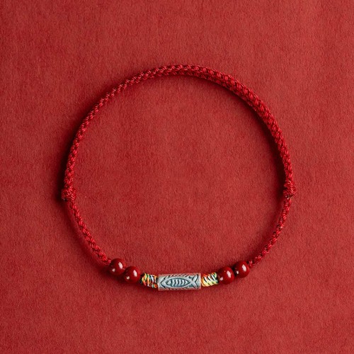 925 Sterling Silver Koi Fish Cinnabar Wealth Bracelet Anklet 925 Sterling Silver Koi Fish Cinnabar Wealth Bracelet Anklet