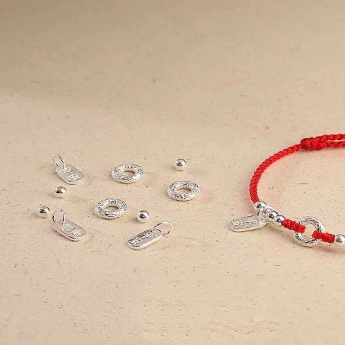 925 Sterling Silver Auspicious Clouds Peace Buckle Bracelet Anklet 925 Sterling Silver Auspicious Clouds Peace Buckle Bracelet Anklet