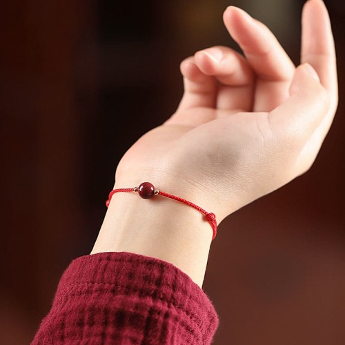 Natural Lucky Cinnabar Bead Blessing Bracelet Anklet Natural Lucky Cinnabar Bead Blessing Bracelet Anklet