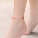 925 Sterling Silver Red String Braid Bell Charm Anklet 925 Sterling Silver Red String Braid Bell Charm Anklet