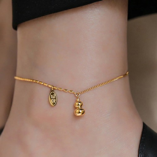 18k Gold Lucky Gourd Wealth Buckle Anklet 18k Gold Lucky Gourd Wealth Buckle Anklet
