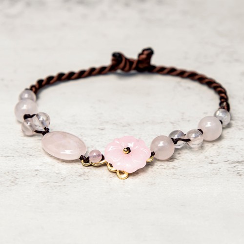 Flower of Love Pink Crystal Soothing Anklet