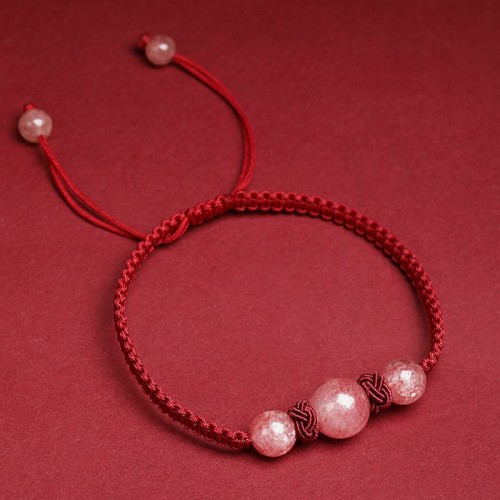 Natural Strawberry Quartz Love Red String Bracelet Anklet Natural Strawberry Quartz Love Red String Bracelet Anklet
