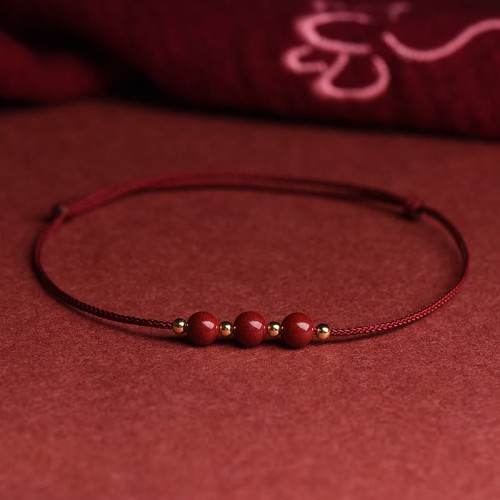 Natural Lucky Cinnabar Bead Blessing Bracelet Anklet Natural Lucky Cinnabar Bead Blessing Bracelet Anklet