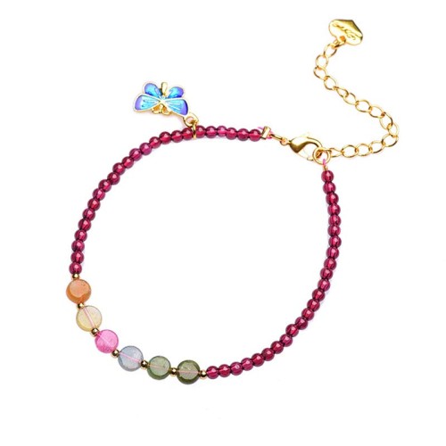Garnet Tourmaline Butterfly Protection Bracelet Anklet Garnet Tourmaline Butterfly Protection Bracelet Anklet
