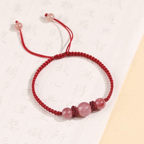 Natural Strawberry Quartz Love Red String Bracelet Anklet Natural Strawberry Quartz Love Red String Bracelet Anklet