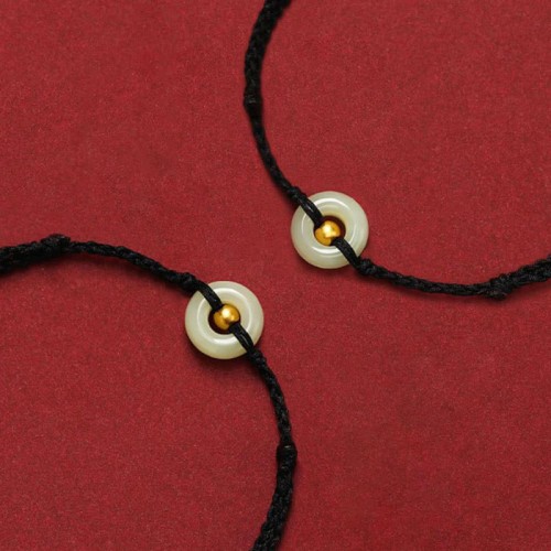 999 Gold Bead Peace Buckle Hetian Jade Bracelet Anklet 999 Gold Bead Peace Buckle Hetian Jade Bracelet Anklet