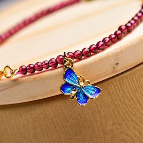Garnet Tourmaline Butterfly Protection Bracelet Anklet Garnet Tourmaline Butterfly Protection Bracelet Anklet