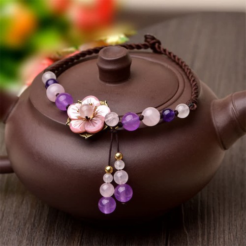 Natural Amethyst Rose Quartz Lucky Healing Anklet Natural Amethyst Rose Quartz Lucky Healing Anklet