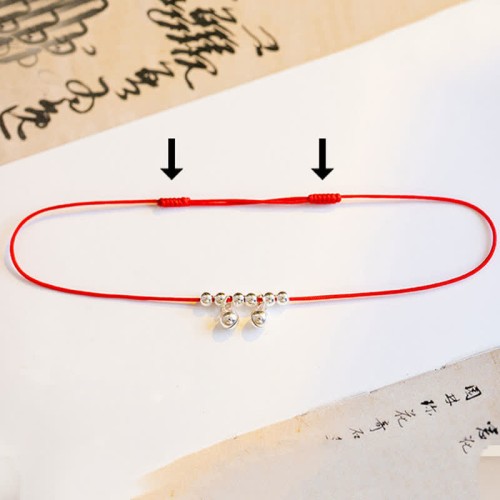 925 Sterling Silver Red String Braid Bell Charm Anklet 925 Sterling Silver Red String Braid Bell Charm Anklet
