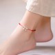 925 Sterling Silver Red String Braid Bell Charm Anklet 925 Sterling Silver Red String Braid Bell Charm Anklet