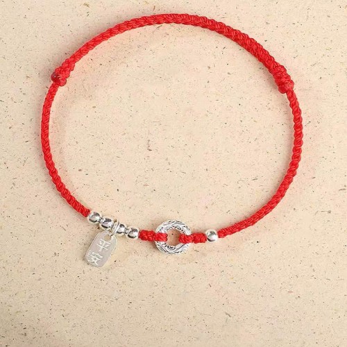 925 Sterling Silver Auspicious Clouds Peace Buckle Bracelet Anklet 925 Sterling Silver Auspicious Clouds Peace Buckle Bracelet Anklet