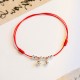 925 Sterling Silver Red String Braid Bell Charm Anklet 925 Sterling Silver Red String Braid Bell Charm Anklet