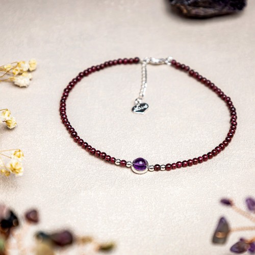 Garnet Amethyst Purification Calm Anklet Garnet Amethyst Purification Calm Anklet