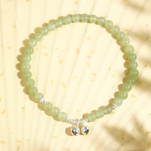 925 Sterling Silver Hetian Jade Prosperity Bell Anklet 925 Sterling Silver Hetian Jade Prosperity Bell Anklet