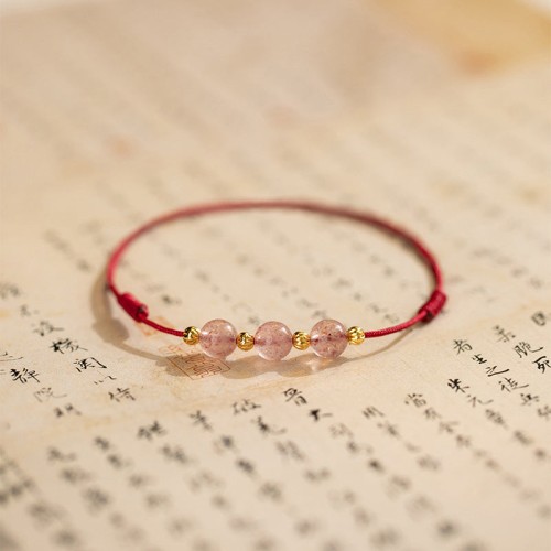 Strawberry Crystal Beads Luck Red String Anklet Strawberry Crystal Beads Luck Red String Anklet