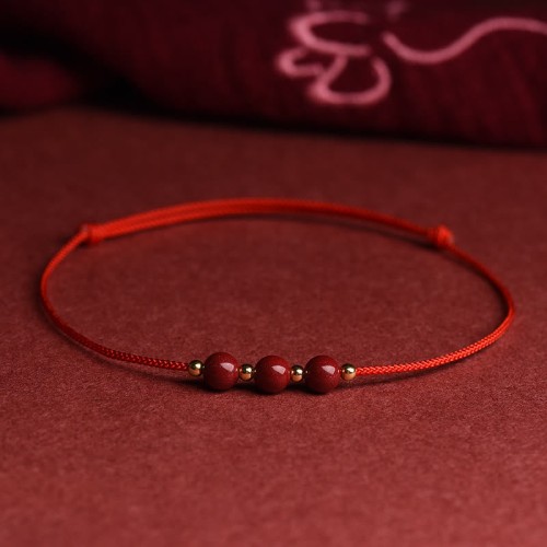 Natural Lucky Cinnabar Bead Blessing Bracelet Anklet Natural Lucky Cinnabar Bead Blessing Bracelet Anklet