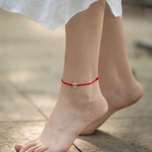 999 Gold Bead Peace Buckle Hetian Jade Bracelet Anklet 999 Gold Bead Peace Buckle Hetian Jade Bracelet Anklet