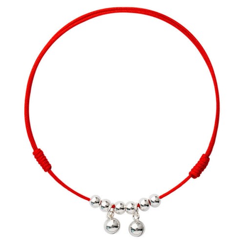 925 Sterling Silver Red String Braid Bell Charm Anklet 925 Sterling Silver Red String Braid Bell Charm Anklet