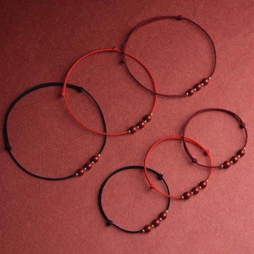 Natural Lucky Cinnabar Bead Blessing Bracelet Anklet Natural Lucky Cinnabar Bead Blessing Bracelet Anklet