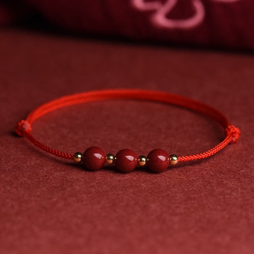 Natural Lucky Cinnabar Bead Blessing Bracelet Anklet Natural Lucky Cinnabar Bead Blessing Bracelet Anklet