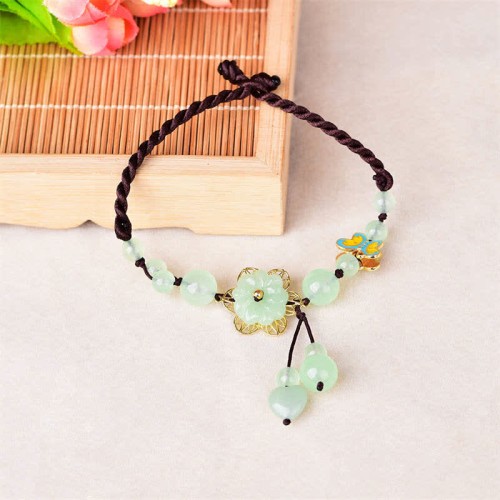 Flower Jade Butterfly Luck Abundance Anklet Flower Jade Butterfly Luck Abundance Anklet