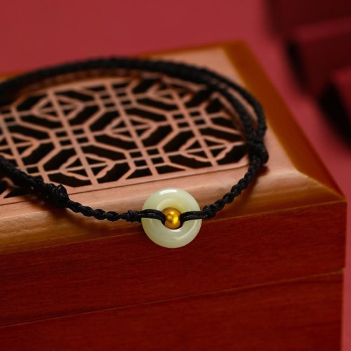 999 Gold Bead Peace Buckle Hetian Jade Bracelet Anklet 999 Gold Bead Peace Buckle Hetian Jade Bracelet Anklet