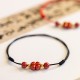 Four Leaf Clover Cinnabar Blessing Calm Bracelet Anklet Four Leaf Clover Cinnabar Blessing Calm Bracelet Anklet