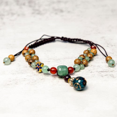 Wenge Wood Green Aventurine Balance Protection Anklet Wenge Wood Green Aventurine Balance Protection Anklet