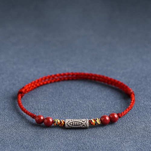 925 Sterling Silver Koi Fish Cinnabar Wealth Bracelet Anklet 925 Sterling Silver Koi Fish Cinnabar Wealth Bracelet Anklet
