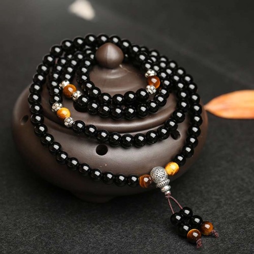 Black Obsidian Tiger Eye Blessing Bracelet Black Obsidian Tiger Eye Blessing Bracelet