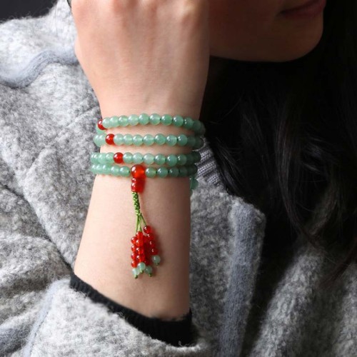 Green Aventurine Red Agate Luck Mala Bracelet Green Aventurine Red Agate Luck Mala Bracelet