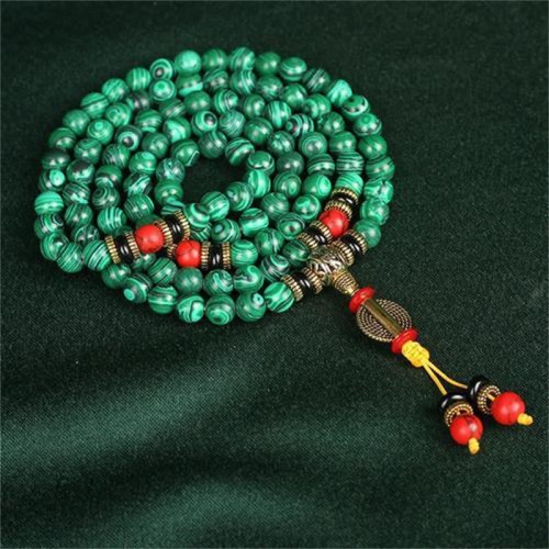 Tibetan 108 Mala Malachite Bracelet Necklace Tibetan 108 Mala Malachite Bracelet Necklace