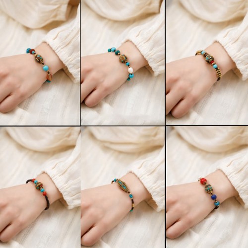 Tibetan Turquoise Om Mani Padme Hum Protection Bracelet