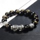 Sterling Silver Gold Sheen Obsidian PiXiu Bracelet