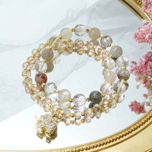 Rose Quartz Elephant Healing Charm Bracelet Rose Quartz Elephant Healing Charm Bracelet
