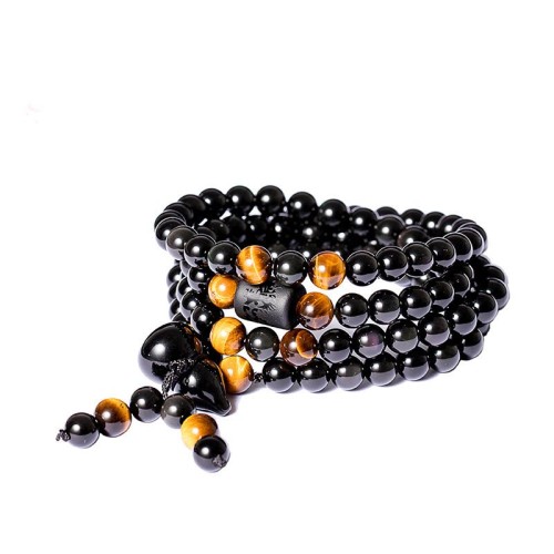 Black & Rainbow Obsidian Gourd Blessing Bracelet Black & Rainbow Obsidian Gourd Blessing Bracelet