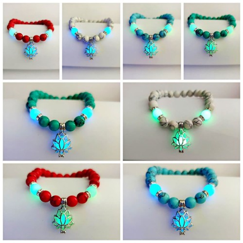 Turquoise Glowstone Lotus Protection Bracelet Turquoise Glowstone Lotus Protection Bracelet