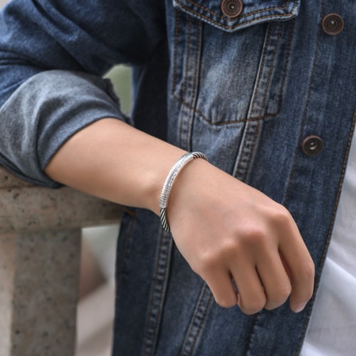 Tibetan Om Mani Padme Hum Heart Sutra Cuff Bracelet